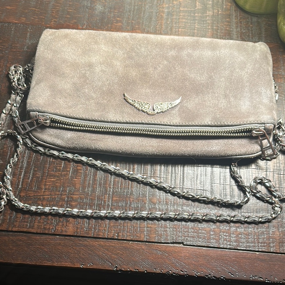 Zadig & Voltaire Gray Crossbody Bag with Suede Finish